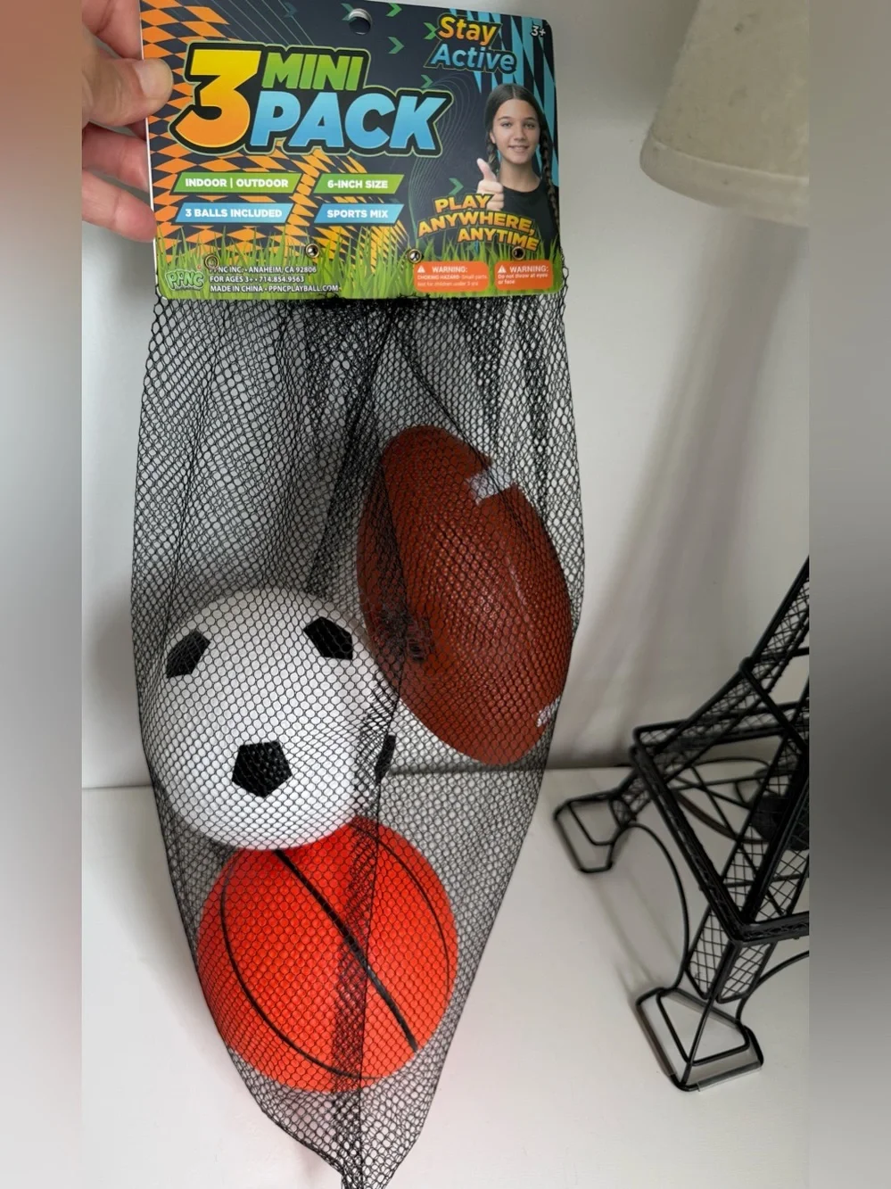 3 Mini Pack Kids Sports Balls - Orange, White, Brown